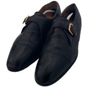 Caporicci Dress Shoes Men 11 Single Monk Derby Brass Buckle Black Leather Italy